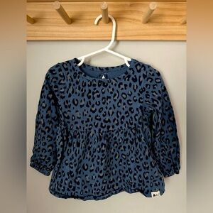 Gap Kids Cotton Long Sleeve Blue Cheetah Print Long Sleeve Babydoll Shirt Top